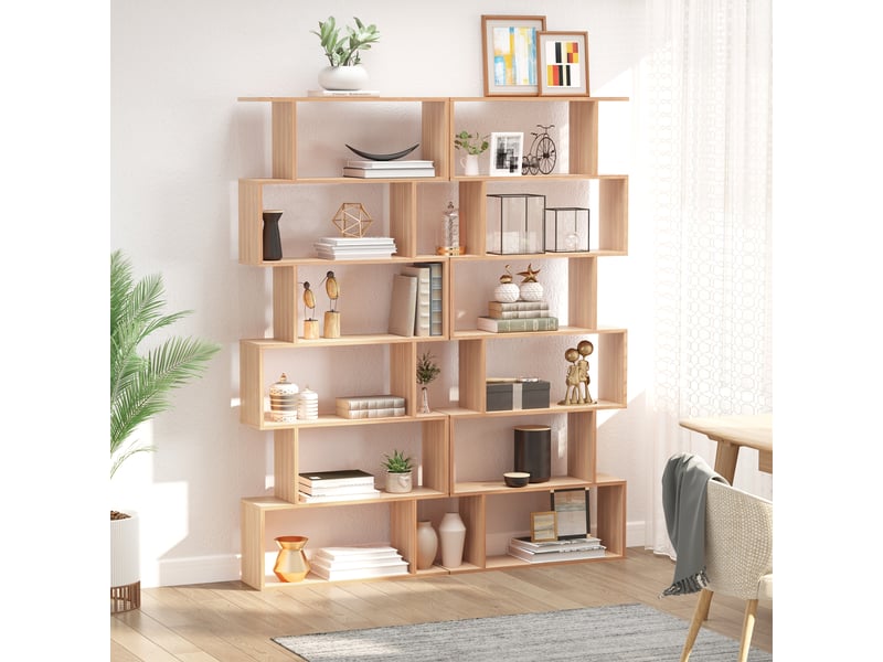  Bibliothèque moderne en bois à 6 étagères pour la maison et le bureau  - Conforama C