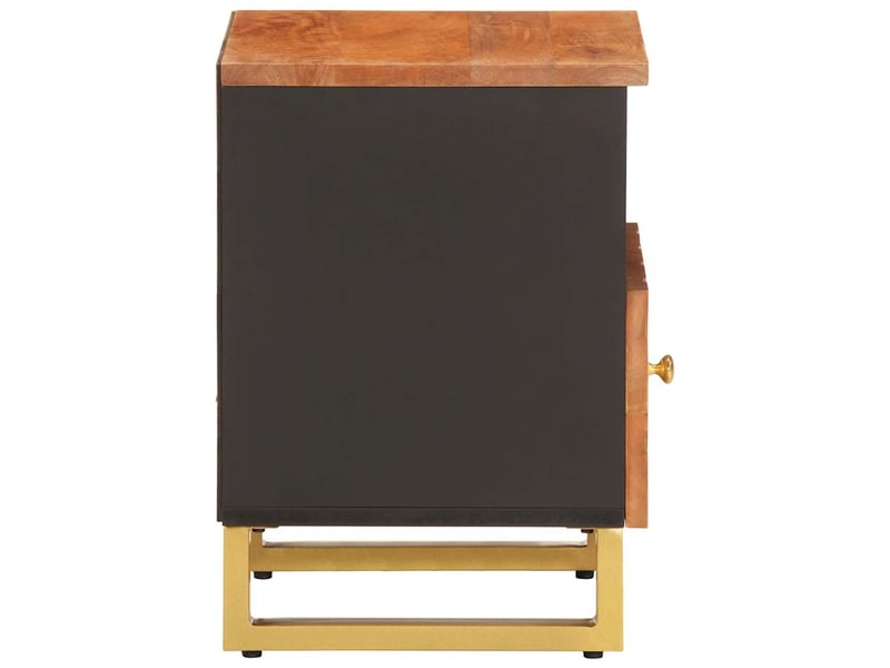  Lot de 2 tables de chevet - cabinet de chevet - table de nuit marron et noir bois de manguier solide  - Conforama D