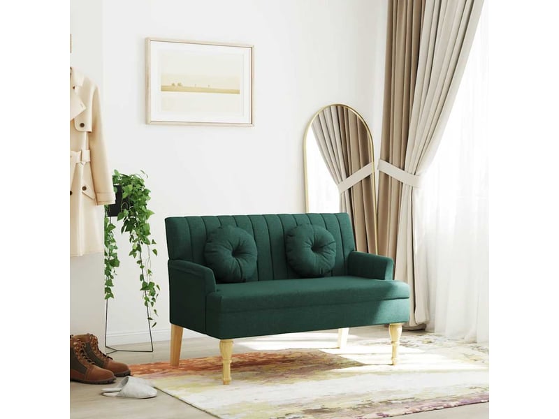  Banc chambre avec coussins vert foncé 113x64,5x75,5 cm tissu  - Conforama B
