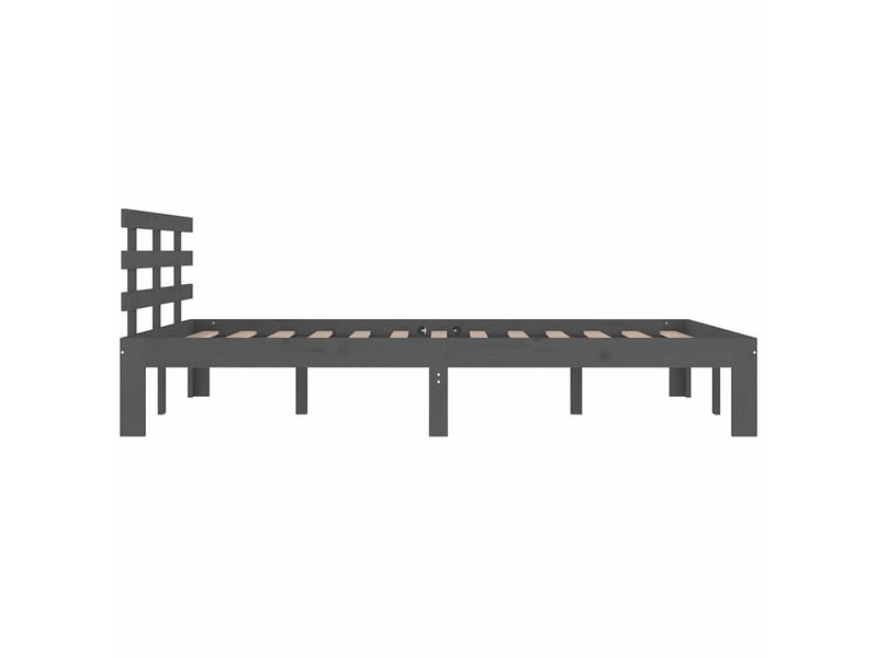 Lit double- lit adulte - cadre de lit sans matelas bois massif gris 200x200 cm - Conforama D