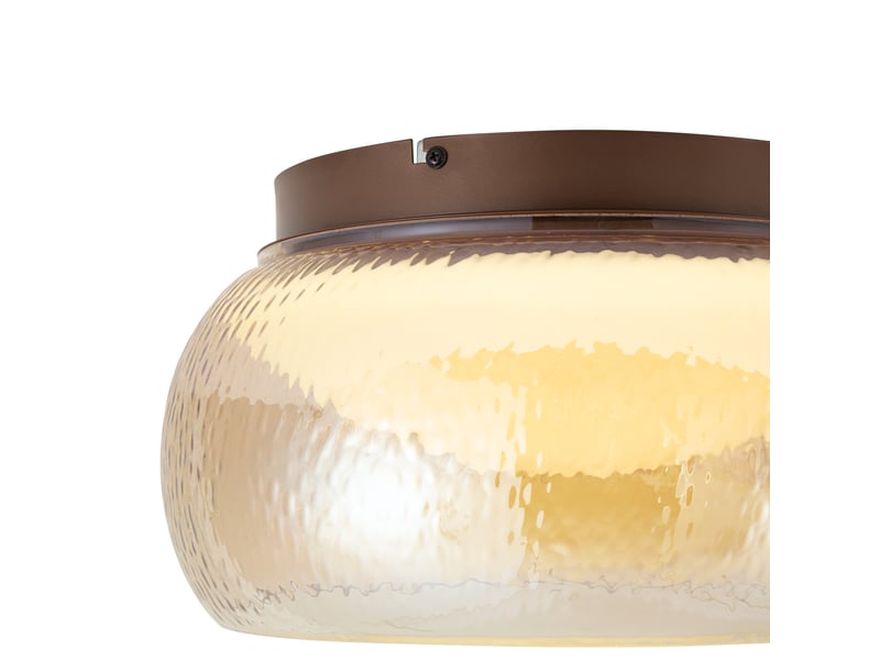  Art deco plafondlamp bruin met amber glas incl. Led 3-staps dimbaar - thimble  - Conforama D