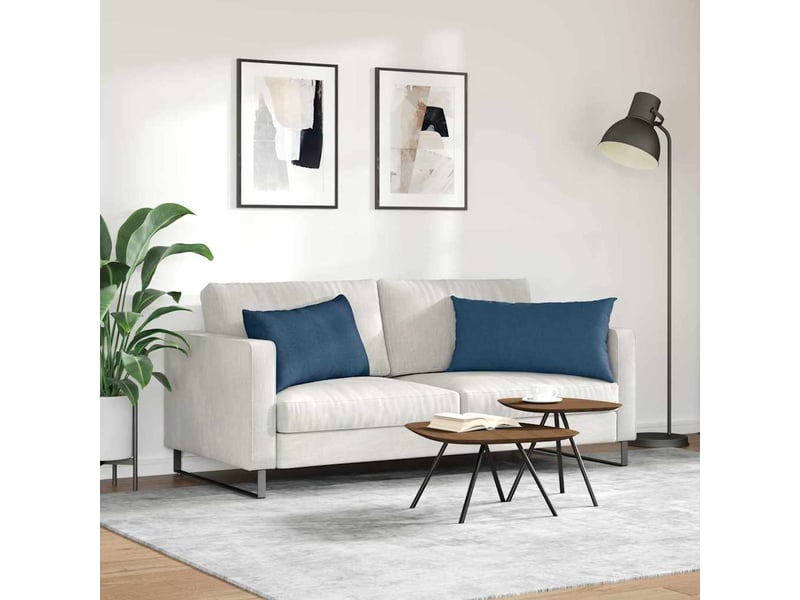  Lot de 2 coussins de canapé, coussins décoratifs tissu bleu 80 x 40 cm cf58781  - Conforama D
