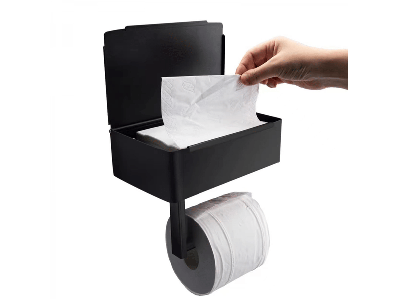  Support de papier toilette avec boîte de rangement en acier inoxydable 304 - porte-papier toilette sans perforation  - Conforama E