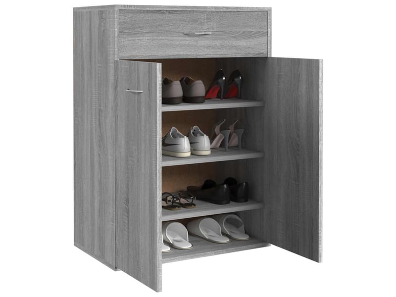  Meuble à chaussure, armoire à chaussures sonoma gris 60x35x84 cm bois d'ingénierie  - Conforama E