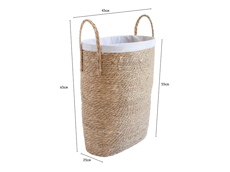  Panier à linge étroit en jonc de mer avec doublure 45 x 25 x 65 cm 62864 - Conforama C