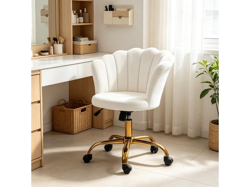  Fauteuil de coiffure 69x64 cm réglable en hauteur métal blanc  - Conforama B