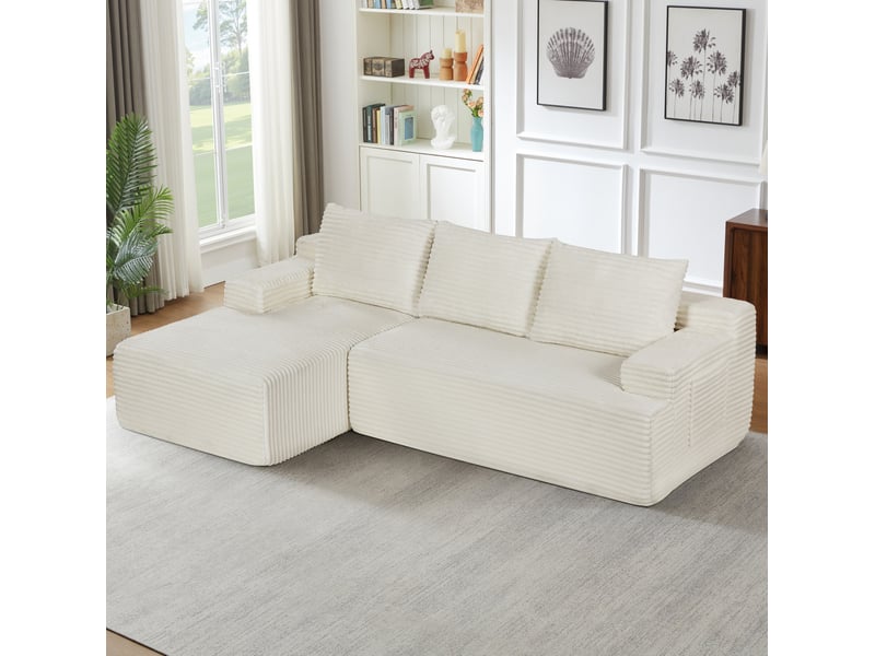  Canapé d'angle modulable 238 x 152 x 66 cm – beige – assise profonde, sans montage et convertible  - Conforama B
