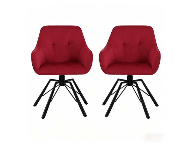  Ensemble de 2 chaises: salon &amp; cuisine, pivotantes à dossier doux, larges, confort  - Conforama A