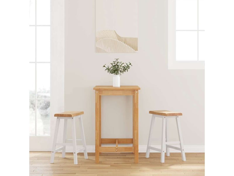  Lot de 2 tabouret de bar, chaise de bar en bois massif blanc et caoutchouc shl64195  - Conforama B