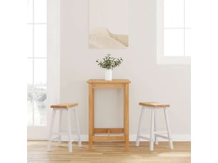 Lot de 2 tabouret de bar, chaise de bar en bois massif blanc et caoutchouc shl64195