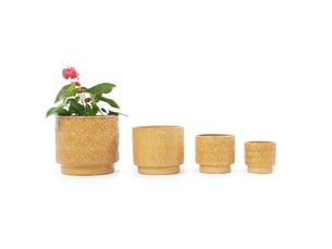 Lot de 4 pots de fleurs 38x38x35 cm, diamètres 3831,52419 cm, céramique, jaune chaud