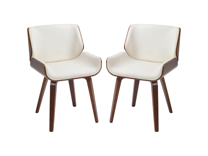  Lot de 2 chaises de salle à manger style vintage assise revêtement synthétique 54 x 53 x 81 cm blanc marron  - Conforama B