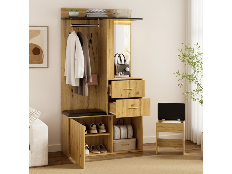  Portemanteau avec banc et rangement 100 x 172,5 cm en mdf  - Conforama E