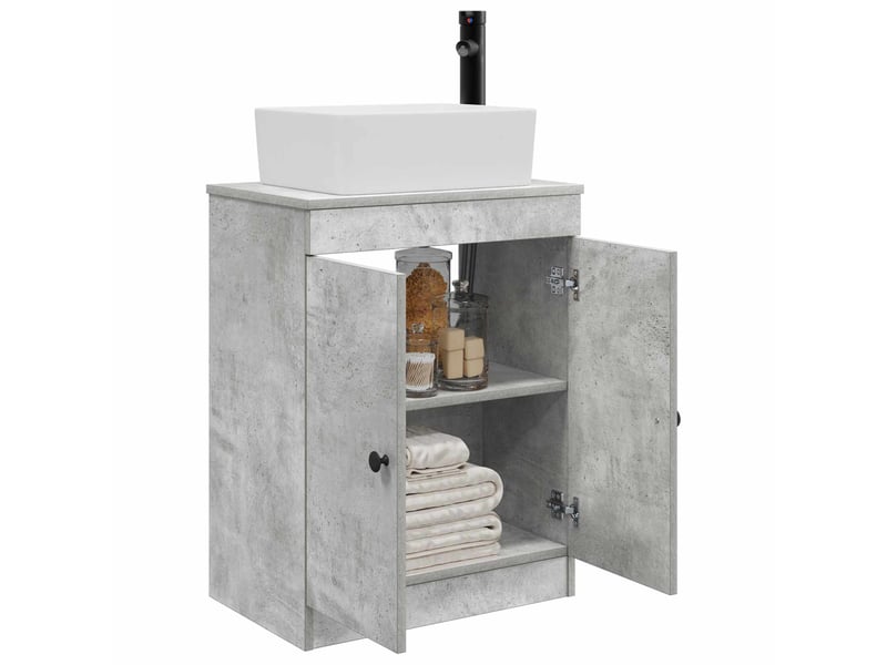  Meuble salle de bain avec évier, meuble de rangement gris béton 54x35x83 cm shl3729  - Conforama C