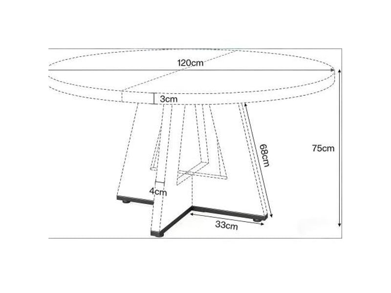  Table à manger ronde 120 cm en bois d’ingénierie noir style ferme  - Conforama C