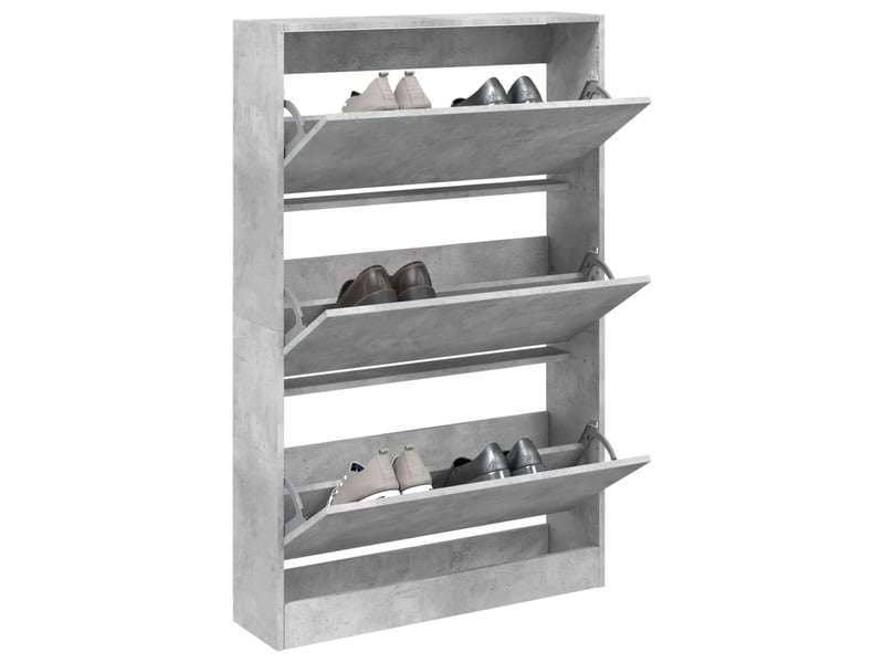  Meuble à chaussure, armoire à chaussures gris béton 80x21x125,5cm bois d'ingénierie  - Conforama B