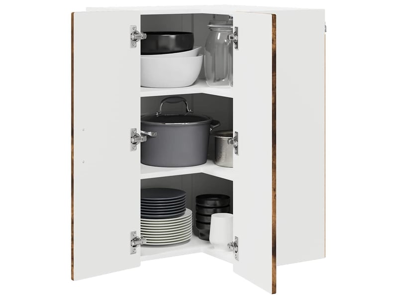 Meuble mural de cuisine, armoire d'angle cuisine porto chêne fumé 57x57x80cm - Conforama C