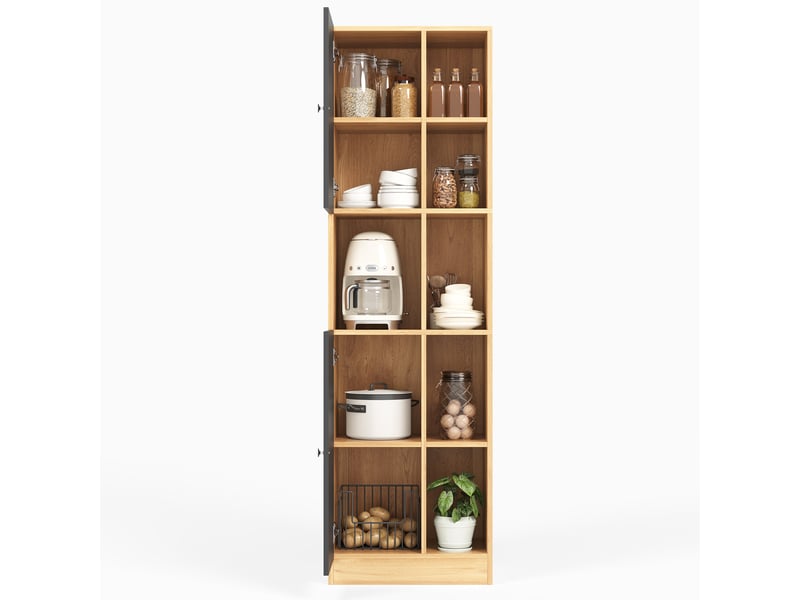  Meuble d'angle de cuisine avec 2 portes, 6 niches et étagères réglables en mdf pour cuisine 50×35,5×170 cm  - Conforama A