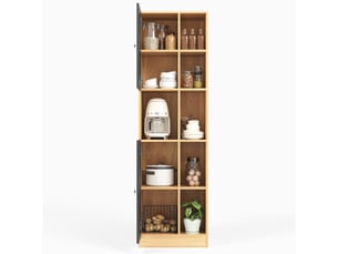 Meuble d'angle de cuisine avec 2 portes, 6 niches et étagères réglables en mdf pour cuisine 50×35,5×170 cm