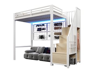Lit mezzanine 90x200 cm <strong></strong>  <strong>evarich</strong> coloris blanc