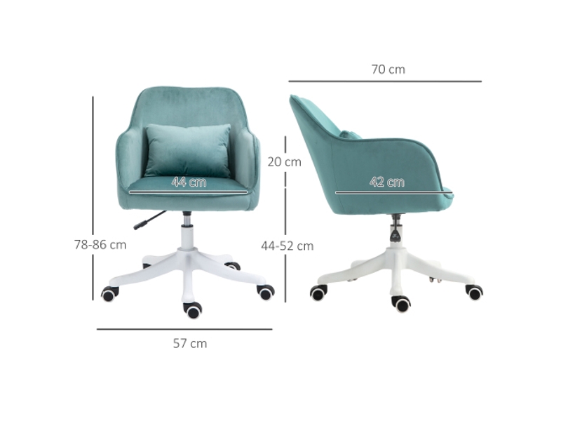  Fauteuil pivotant massant, coussin lombaire, accoudoirs, vert, pour bureau et salon  - Conforama C