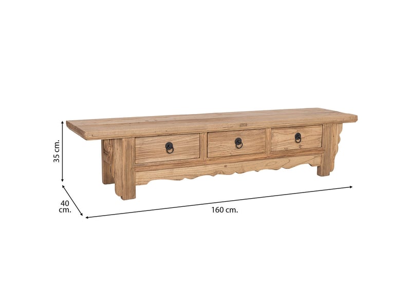  Meuble bas en bois beige 160x40x35 cm h  - Conforama D