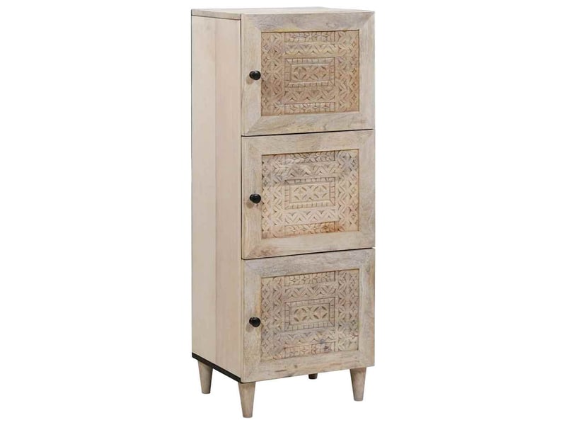  Haut armoire, meuble de rangement salon blanc 40 x 33 x 110 cm bois de manguier massif  - Conforama B