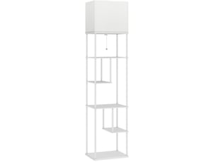 Lampadaire avec étagères 40x29x171 cm blanc, structure métal et bois, luminosité et couleur réglables