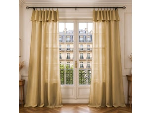 Lot de 2 voilages ajustables + 8 anneaux pince 140 x 270 cm evasion polyester effet lin