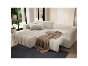 Canapé d'angle convertible dory beige 250 cm avec coffre de rangement angle droit