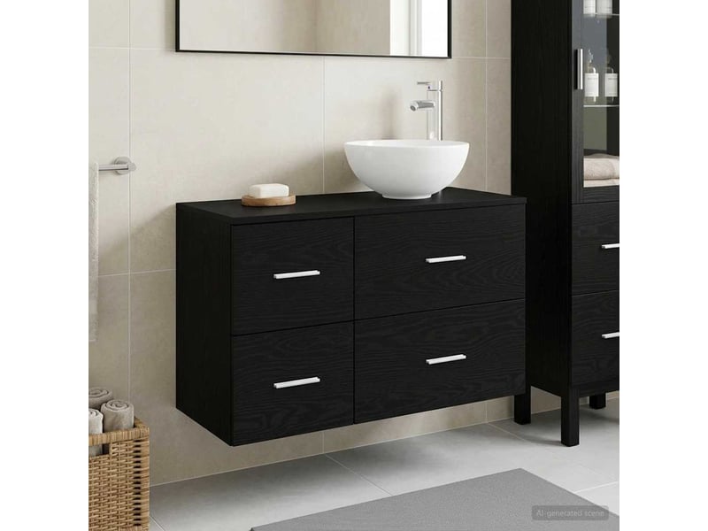 Ensemble de mobilier de salle de bain 2 pcs chêne noir shl33 - Conforama B
