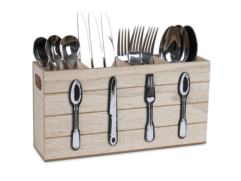 Range-couverts rustique 4 compartiments en bois – porte-couverts - Conforama A