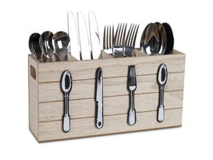 Range-couverts rustique 4 compartiments en bois – porte-couverts