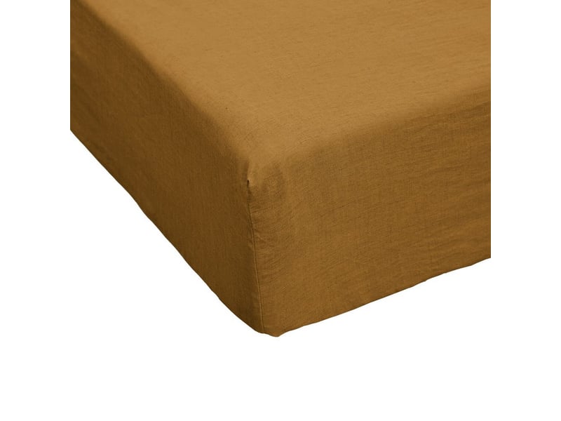  Drap housse 90x190+30 cm lin rosalie caramel PD24887 - Conforama A