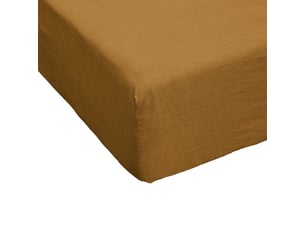 Drap housse 90x190+30 cm lin rosalie caramel