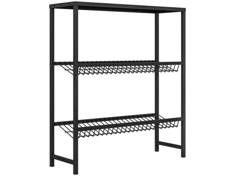  Étagère pour caisses de boissons, 6 caisses, 3 niveaux, acier noir, 103x33x113,5 cm  - Conforama A
