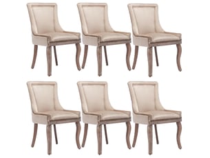 Lot de 6 chaises de salle à manger en velours beige avec dossier incurvé