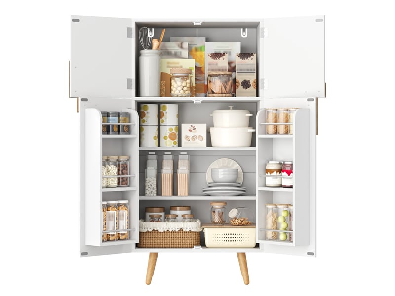  Meuble de cuisine muvano, armoire de cuisine blanche 4 portes, étagères réglables, 60 × 35 × 120 cm  - Conforama A