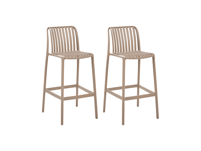  Lot de 2 chaises de bar ariccia matière synthétique marron clair  - Conforama A