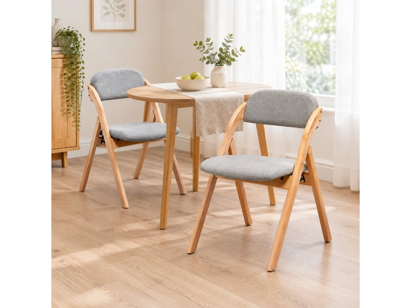  Lot de 2 chaises pliantes 60x52,5x79 cm, faciles à ranger, housse amovible, assise matelassée, gris, en bois  - Conforama E