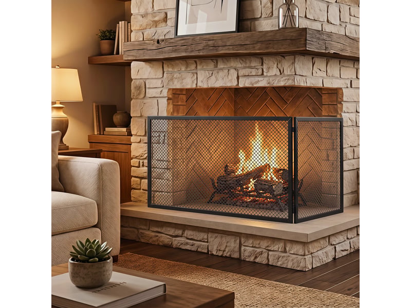  Pare-étincelles pliable en métal pour cheminée, 141 x 50 cm  - Conforama C