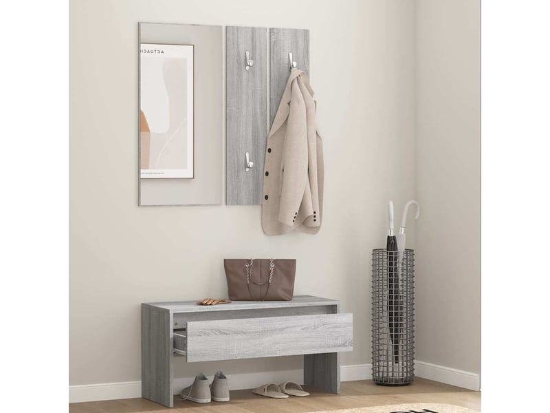  Ensemble de meubles de couloir sonoma gris bois d'ingénierie shl5831  - Conforama C