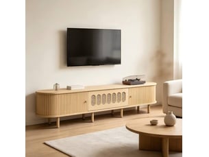Meuble tv coloris bois clair 180 cm <strong>MODENUIT </strong>  <strong></strong>