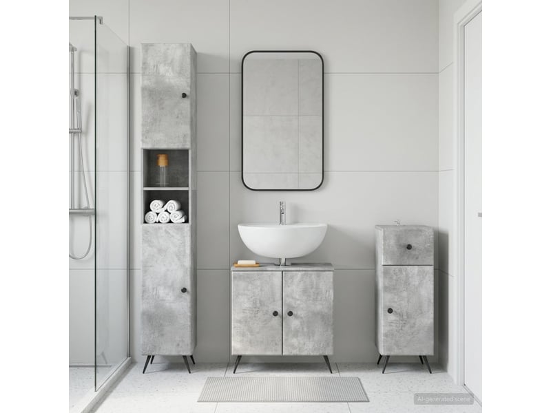 Ensemble de meuble de salle de bain 3 pièces breda gris béton cf63355 - Conforama B