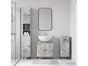 Ensemble de meuble de salle de bain 3 pièces breda gris béton cf63355