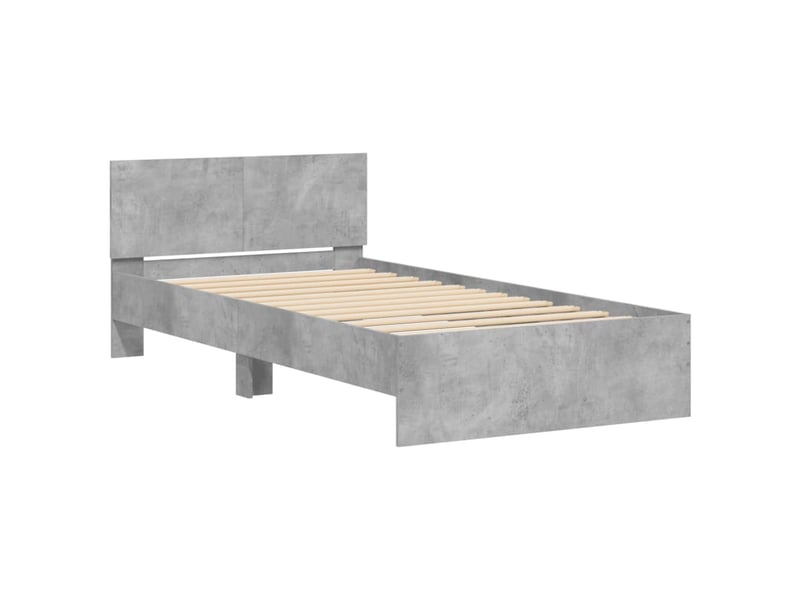  Lit simple- lit adulte -  cadre de lit sans matelas avec tête de lit gris béton 100x200cm  - Conforama B