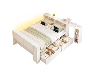 Lit avec rangement 140x190 cm Fay Lum coloris blanc