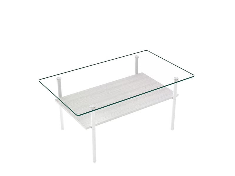 Table basse rectangulaire en verre et mdf piètement métal blanc 98 x 58 x 45 cm W5093P483975 - Conforama B