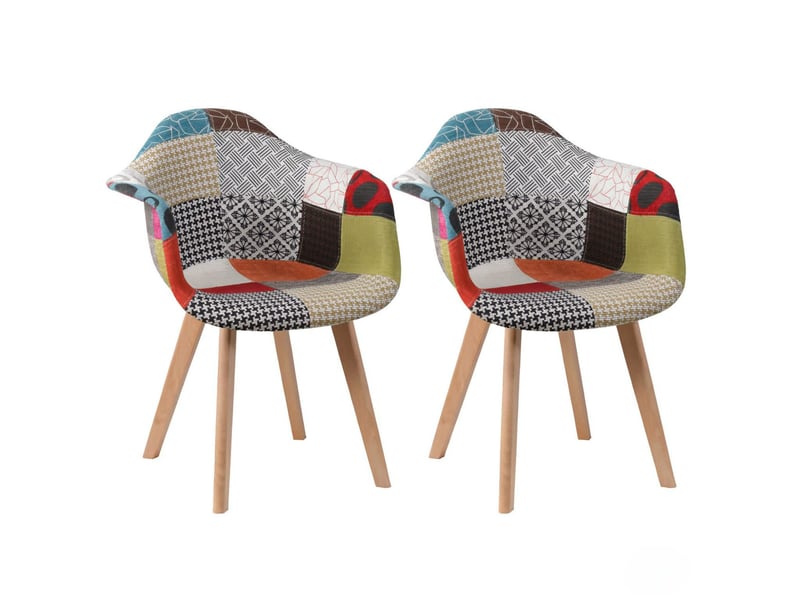  Fauteuil de salle à manger lot de 2 pièces accoudoirs décoratifs style moderne et élégant assise de détente  - Conforama A