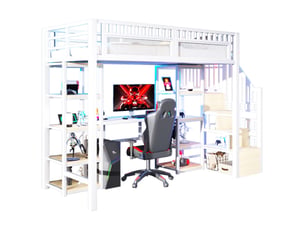 Lit mezzanine 90x200 cm ROLIPO   coloris blanc